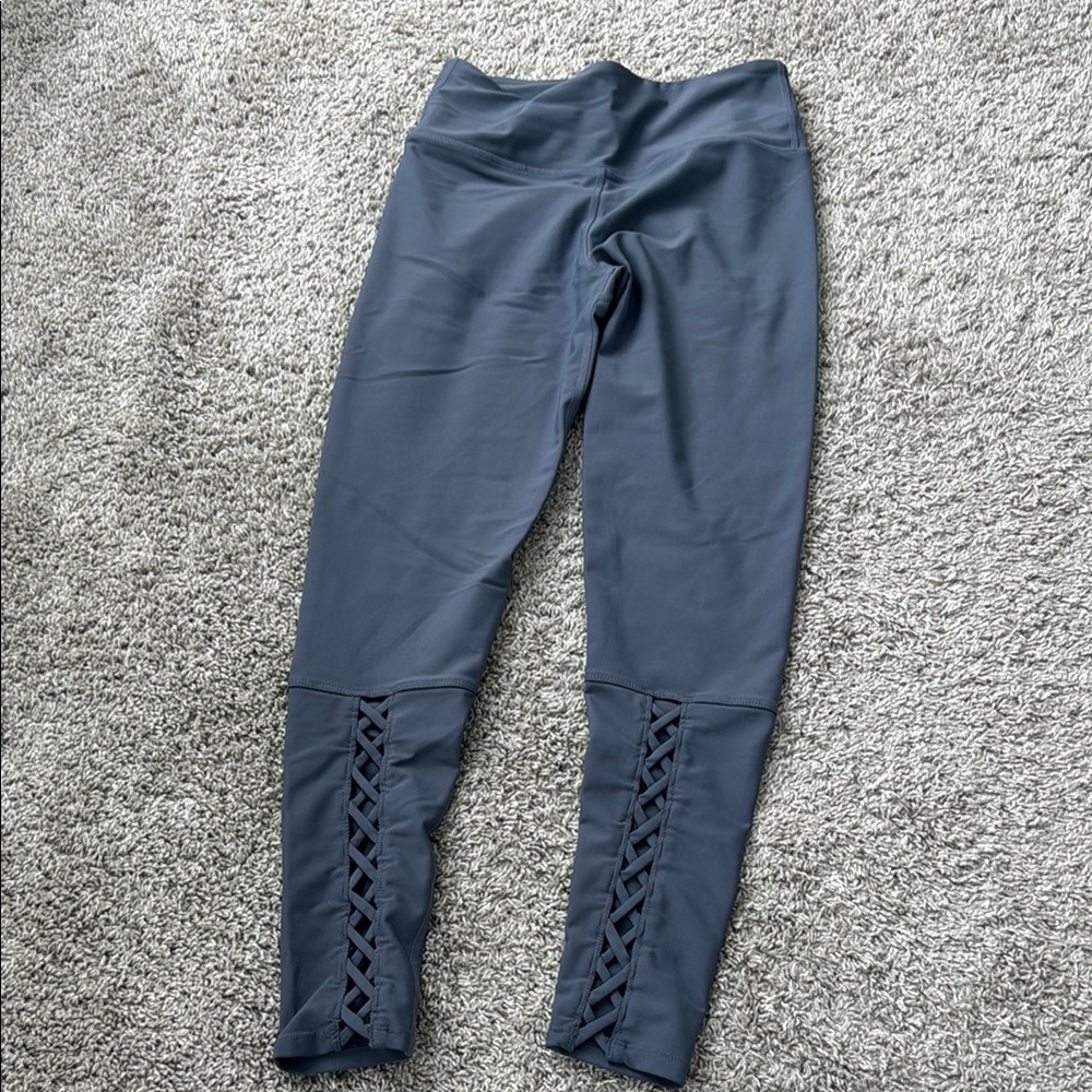 SoulCycle Gray Leggings with Lattice Detail